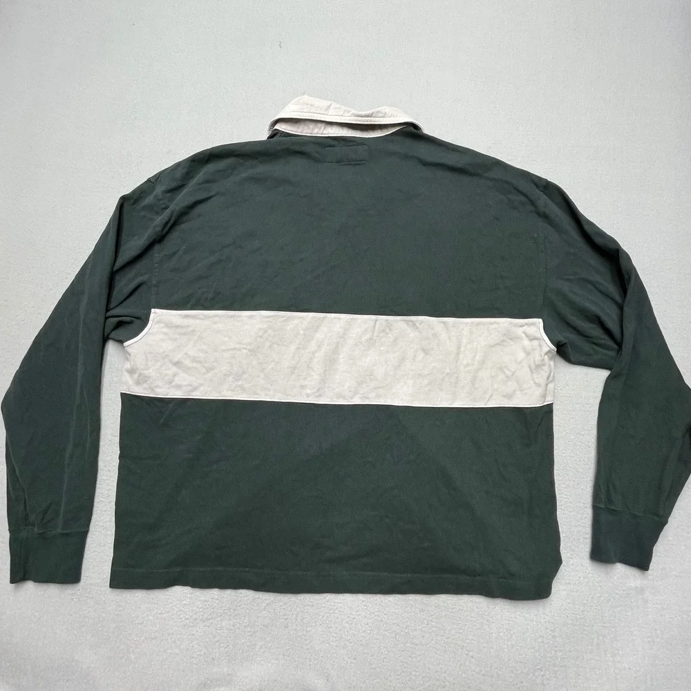 VTG Abercrombie & Fitch Guinness Rugby Shirt XXL Green Cropped Long Sleeve Polo‎ - Picture 10 of 11